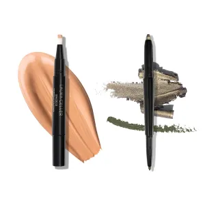 LAURA GELLER NEW YORK Waterproof Eye Spackle Eyeshadow Primer   Swipe-n-Line Dual-Ended Eyeshadow and Eyeliner Stick, Earthy (Taupe-Green/Warm Green)