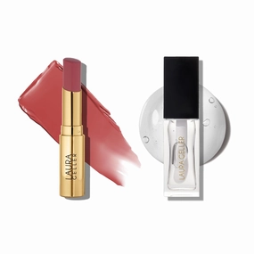 LAURA GELLER Clear Lip Oil, Glass Half Full & Tinted Hydrating Lip Balm, Figger Than Life Duo | Nourishing Lip Kit for Dry Lips, Moisturizing Color and Shine