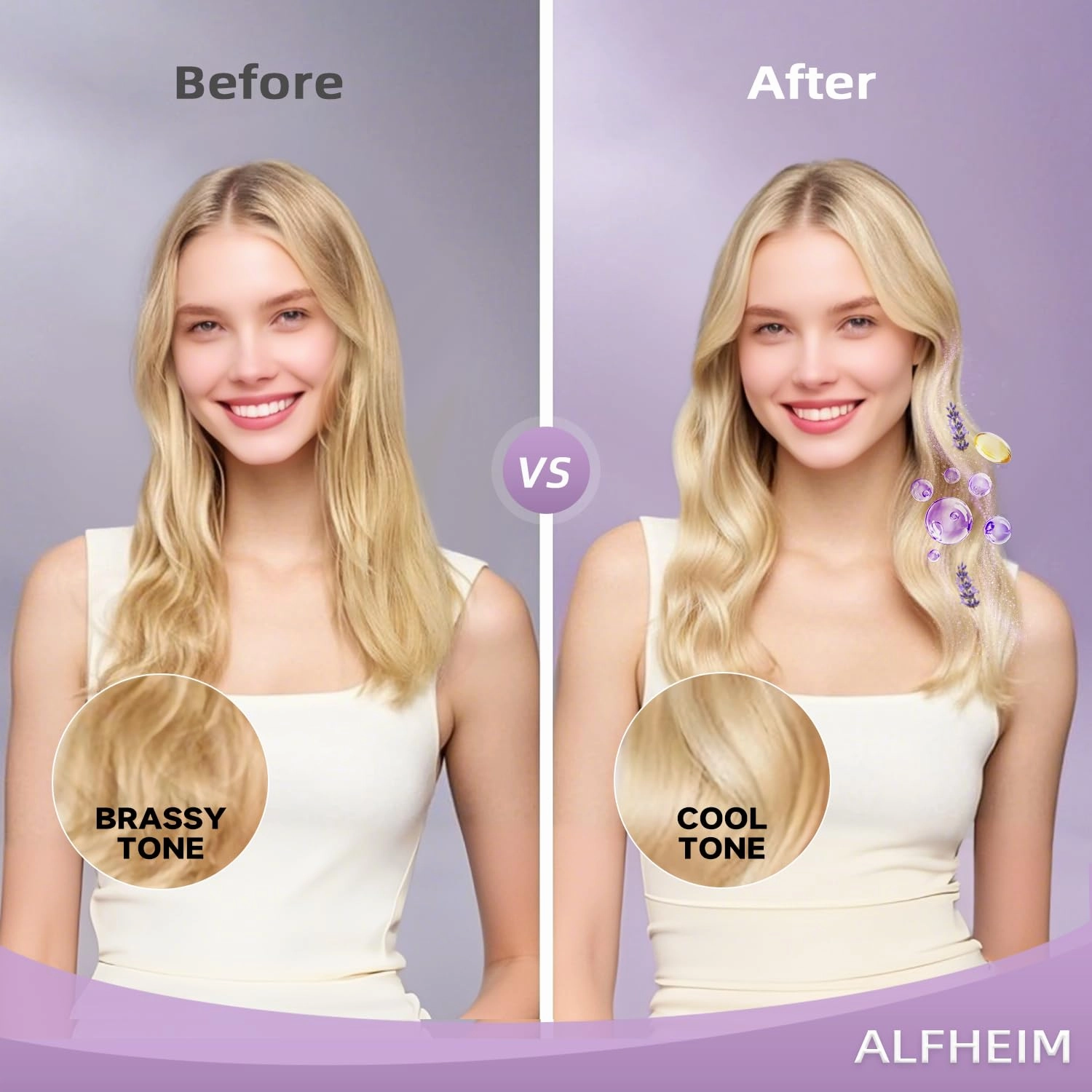 Lavender  Purple Conditioner | Anti-Brass & Yellow Tones | Hydrating & Smoothing Conditioner for Blonde, Platinum & Gray Hair | Sulfate-Free, Color-Safe, with Lavender & Grape Seed Oil 18 oz