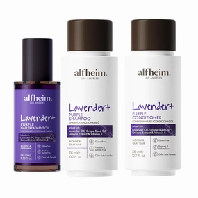 Lavender  Purple Hair Care Bundle | Shampoo, Conditioner & Nourishing Hair Oil for Blonde, Silver & Highlighted Hair | Tone Correction, Frizz Control & Shine Boost | Sulfate-Free, Holiday Beauty Gift