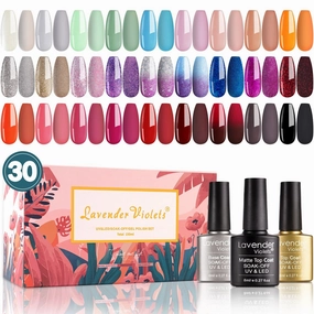 Lavender Violets Gel Nail Polish Kit 27 3 Colors Sparkle Solid Color Changing Gel Pink Blue Red Orange with Base & No Wipe Top & Matte Top Coat for Nail Art Design C972