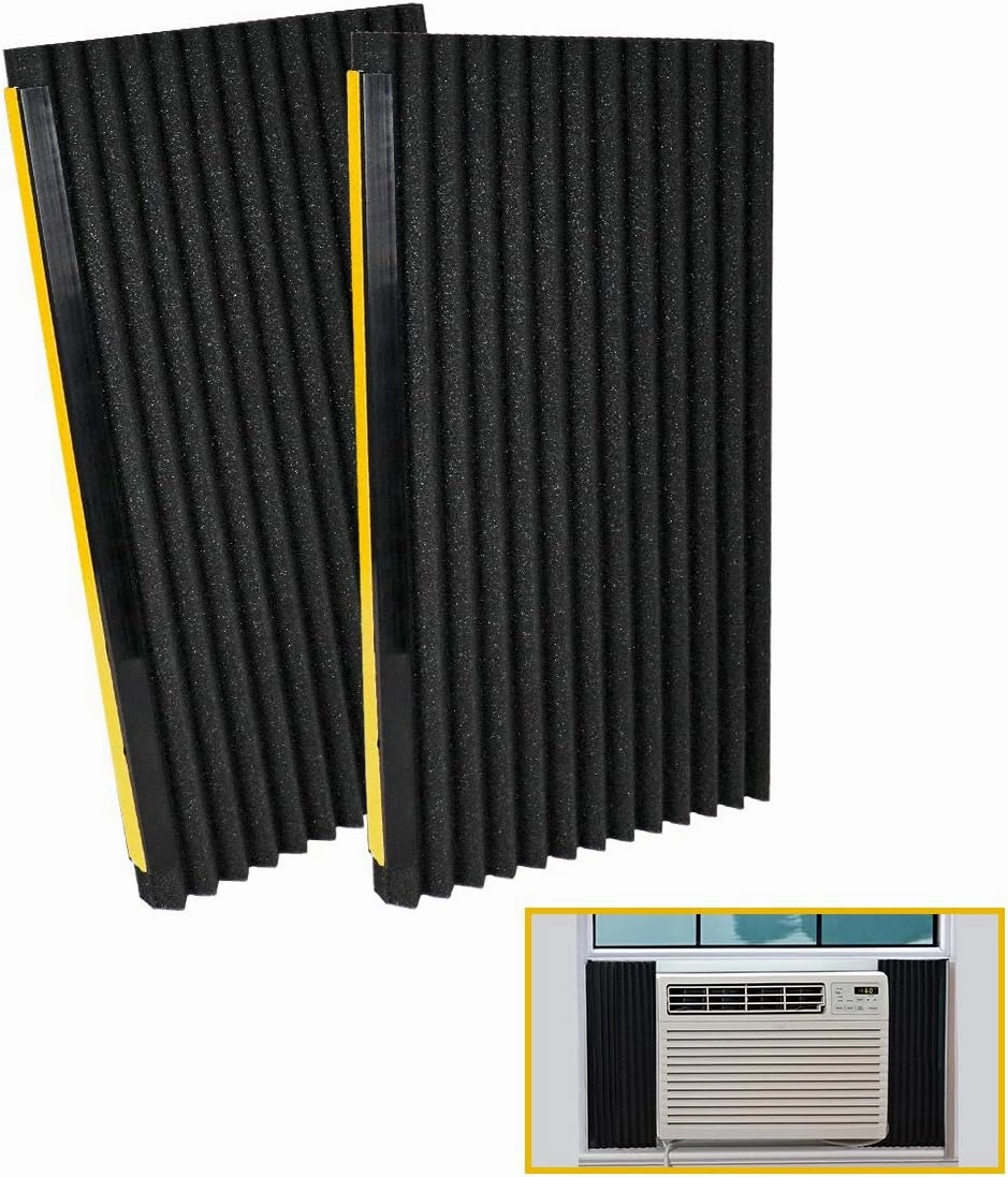 LBG Products Window Air Conditioner Foam Insulation Panels,AC Side Insulating Panel Kit,2 Pack,Black, 17in High x 9in Wide x 7/8in Thick