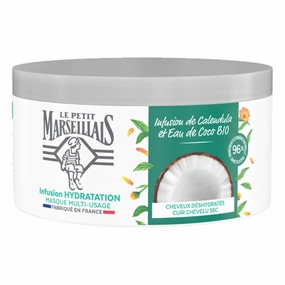 Le Petit Marseillais Masque Hydratation Intense pour Cheveux Secs et Abîmés, Infusion Calendula & Eau de Coco Intense Hydration Mask for Dry and Damaged Hair, Calendula Infusion