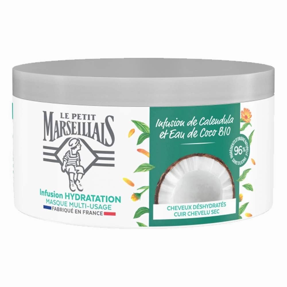 Le Petit Marseillais Masque Hydratation Intense pour Cheveux Secs et Abîmés, Infusion Calendula & Eau de Coco Intense Hydration Mask for Dry and Damaged Hair, Calendula Infusion