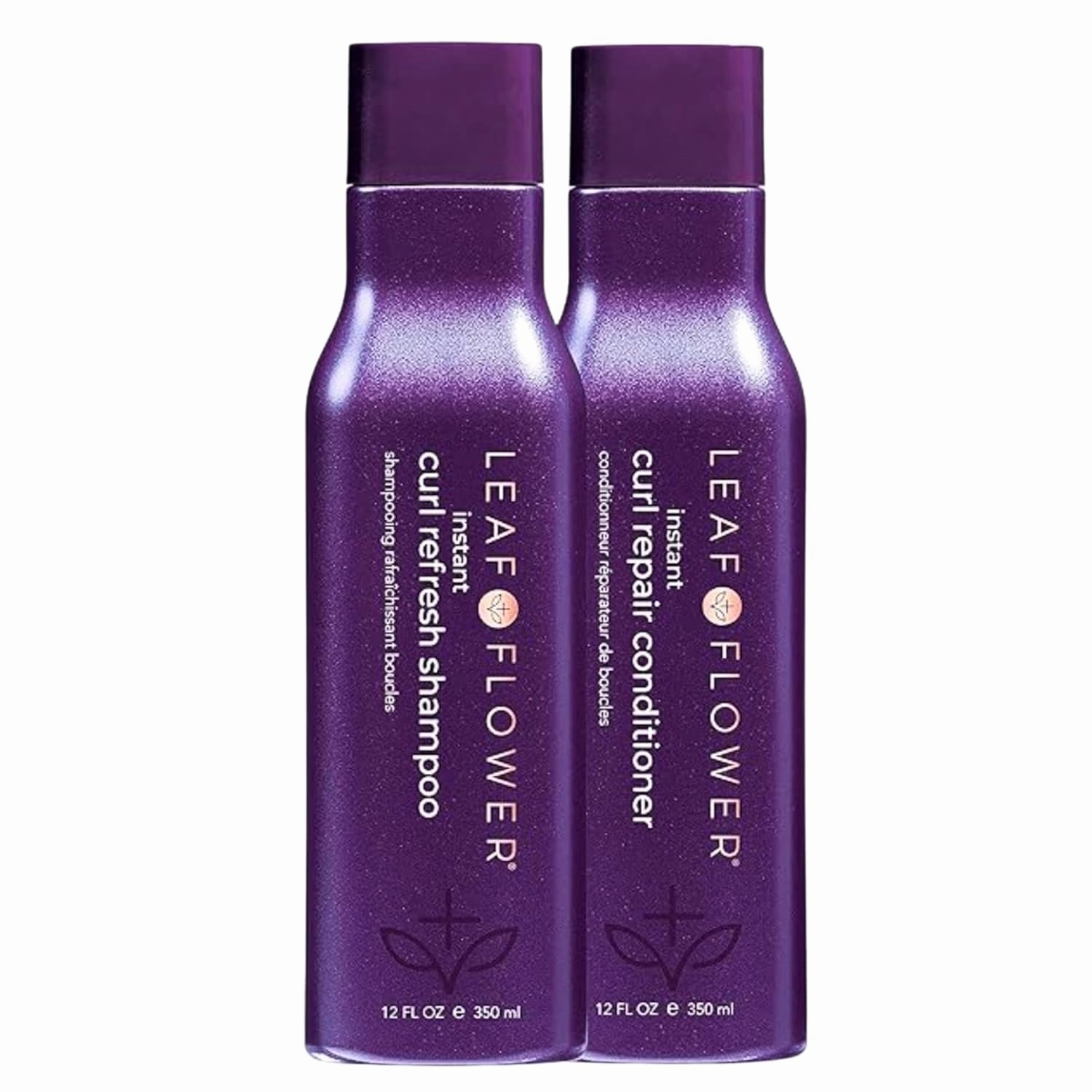 Leaf & Flower Shampoo & Conditioner 12 oz Duo Set | Necessities And Essentails Packaging (Purple/Curl Repair)