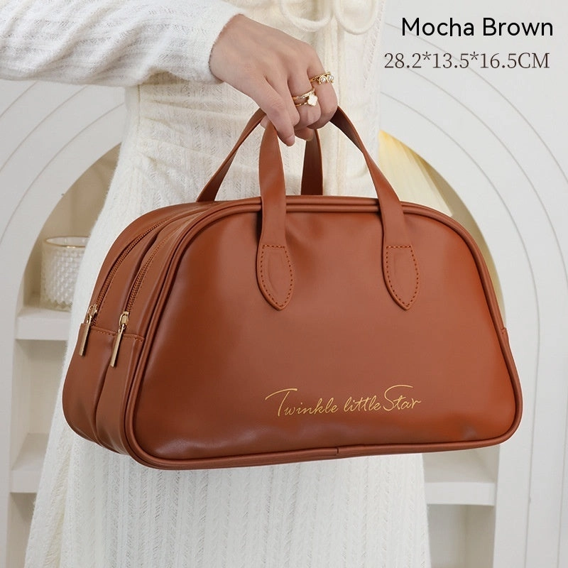 Leather Travel Toiletry Bag – Large Capacity