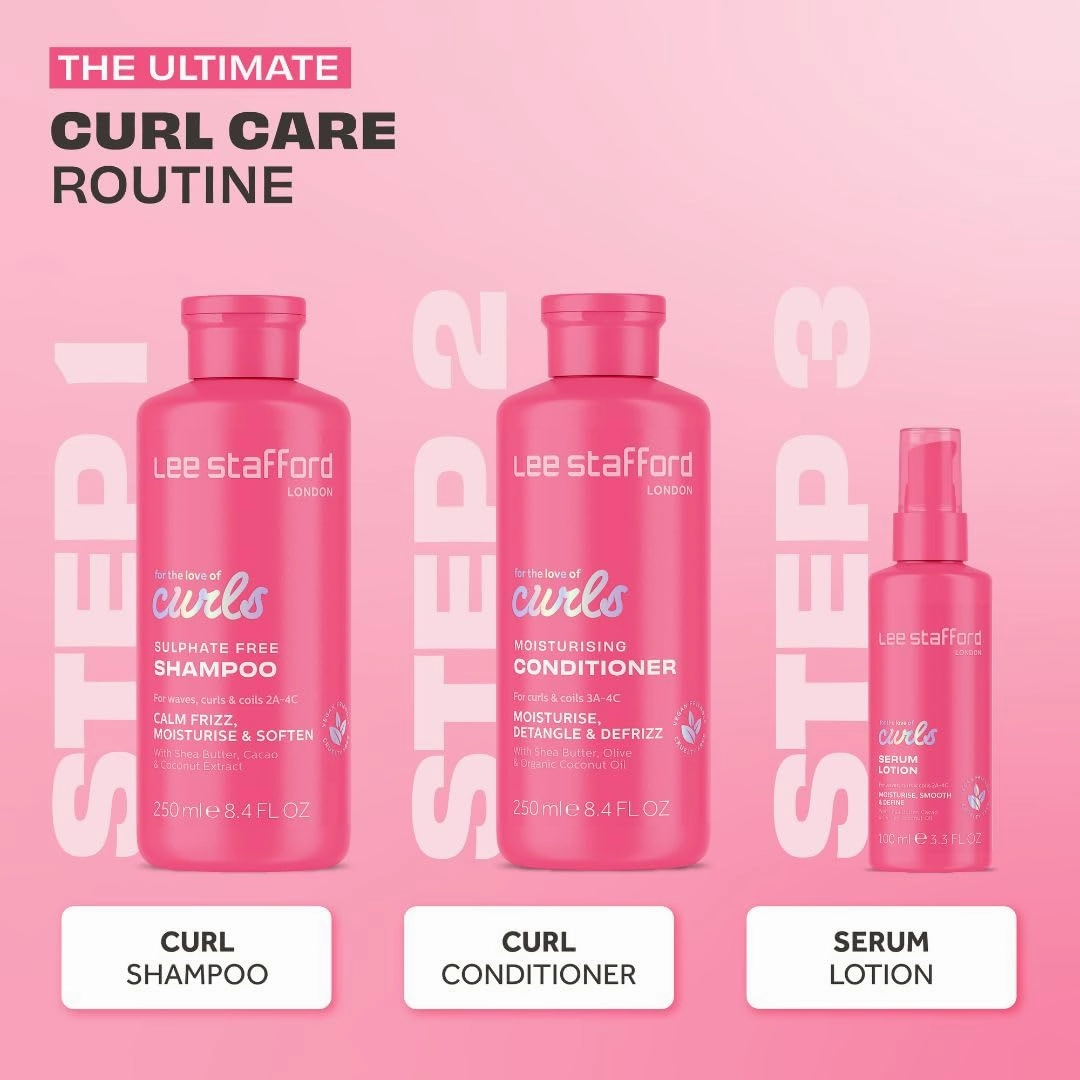 Lee Stafford Wavy, Curly, & Coily Shampoo | For The Love of Curls - Daily Cleanser for 2A to 4C Hair, Anti Frizz, Moisturising, Adds High Gloss Shine to Smooth Defined Curls, Lightweight, 16.9 Fl Oz