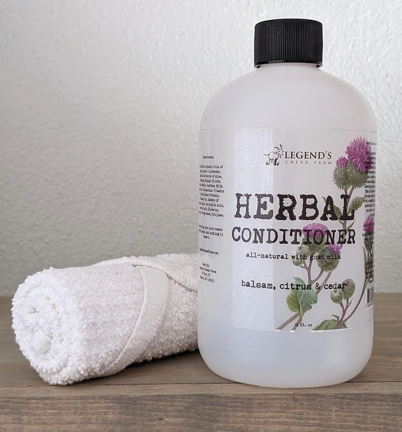 Legend's Creek Farm Herbal Goat Milk Conditioner, Nourishing & Deeply Hydrating, Jojoba & Lavender Oil, For Dry, Frizzy, or Coarse Hair, Handmade in USA, 16 fl. Oz