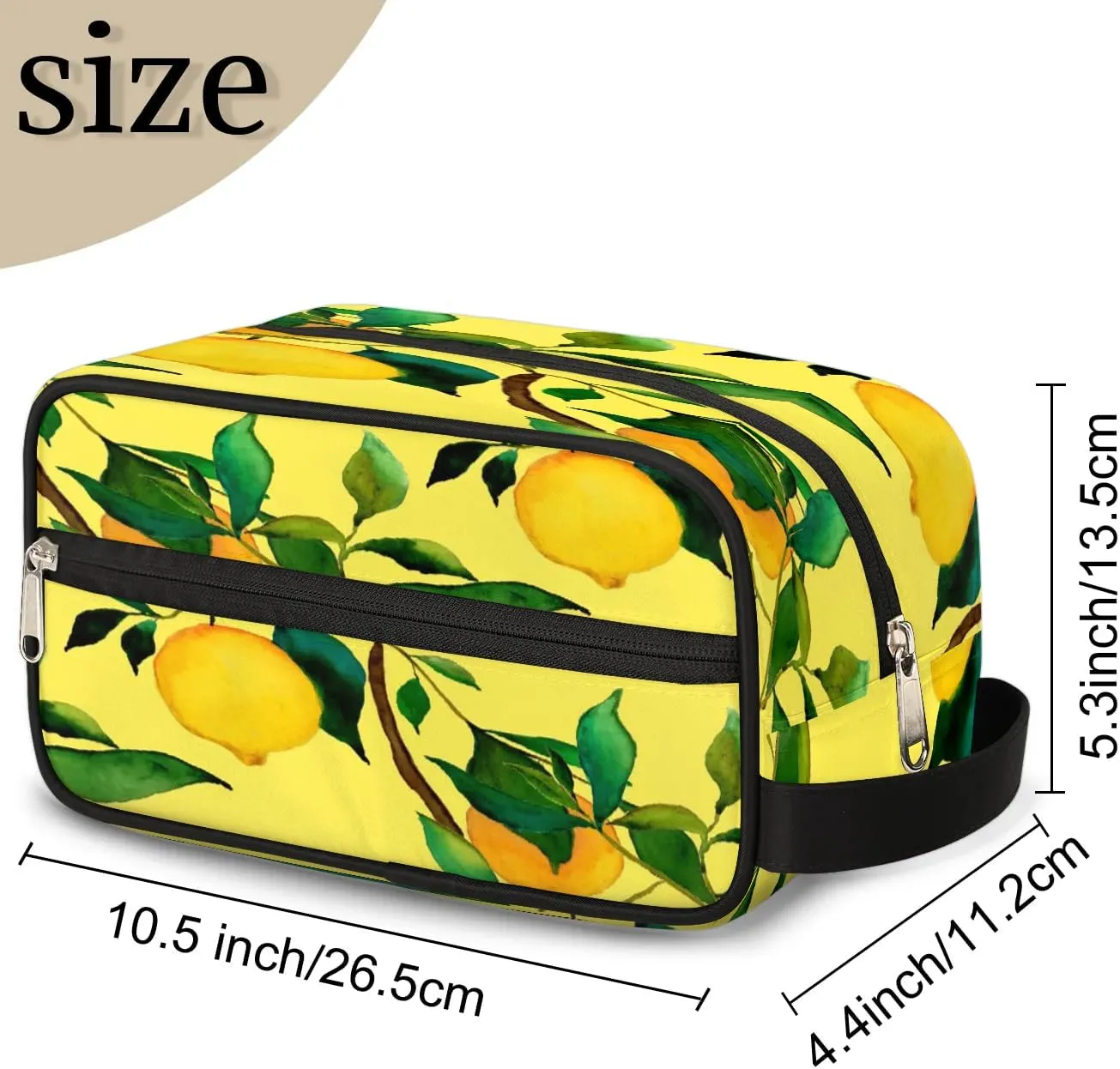 Lemon Citrus Fruits Travel Toiletry Bag for Women Men Small Cosmetic Makeup Organizer Water Resistant Shaving Bag Portable Make Up Bag Storage Bags with Handle