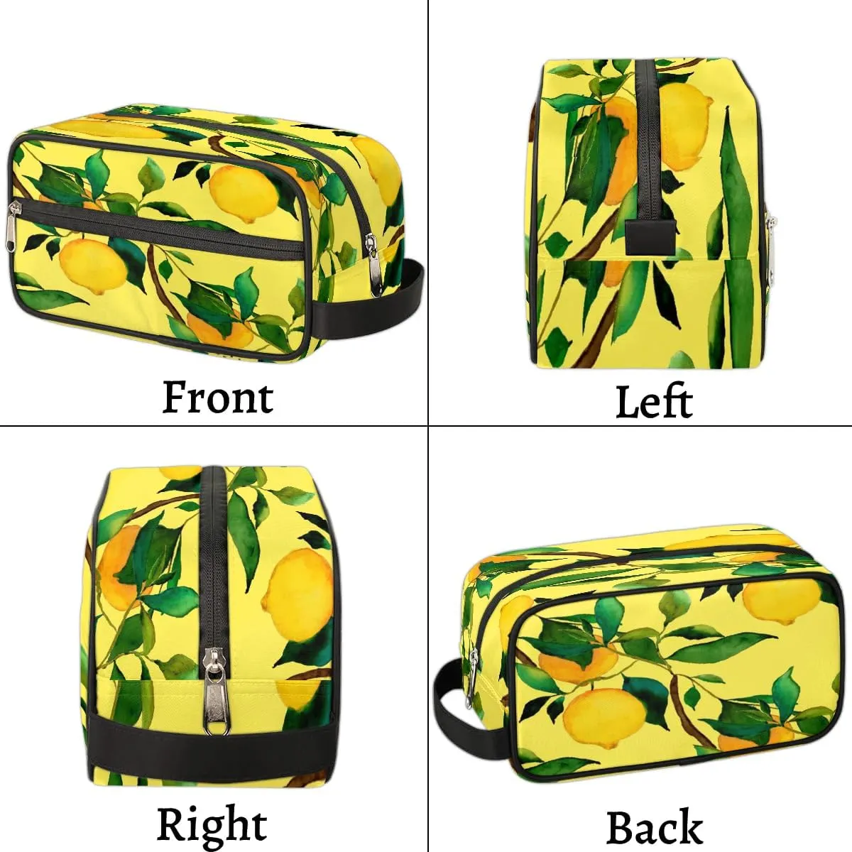 Lemon Citrus Fruits Travel Toiletry Bag for Women Men Small Cosmetic Makeup Organizer Water Resistant Shaving Bag Portable Make Up Bag Storage Bags with Handle