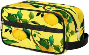 Lemon Citrus Fruits Travel Toiletry Bag for Women Men Small Cosmetic Makeup Organizer Water Resistant Shaving Bag Portable Make Up Bag Storage Bags with Handle