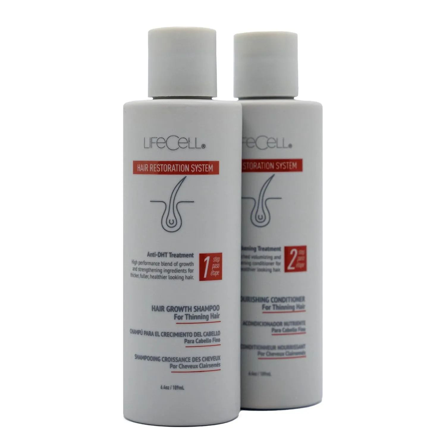 LifeCell Hair Restoration System – Anti-DHT Shampoo & Conditioner for Thicker, Fuller Hair – Strengthens & Revitalizes – Supports Scalp Health & Hair Growth