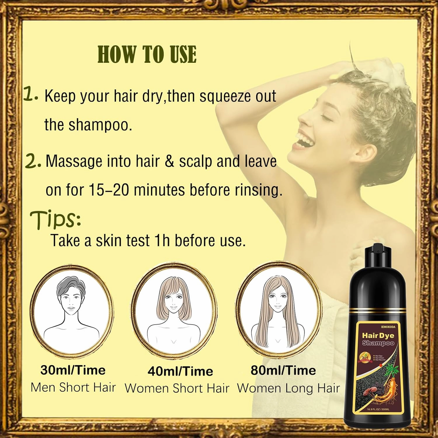 Light Brown Hair Dye Shampoo for Women Men, Instant Hair Color Shampoo, Lasting Brown Hair Dye, Shampoo Para Pintar el Cabello, Champu Para Canas, Easy t