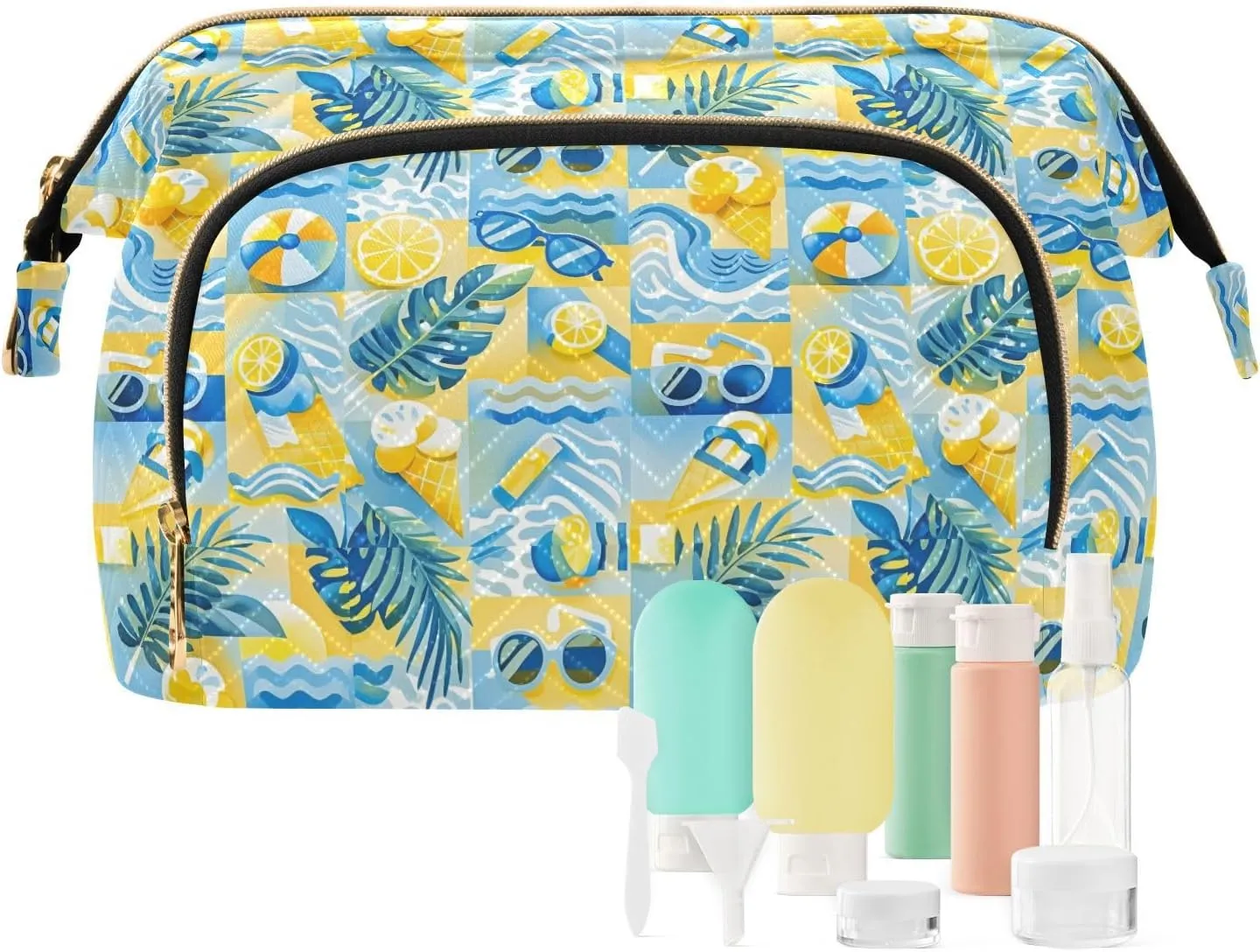 Lightweight Quilted Makeup Bag Aesthetic Toiletry Organizer for Travel Storage