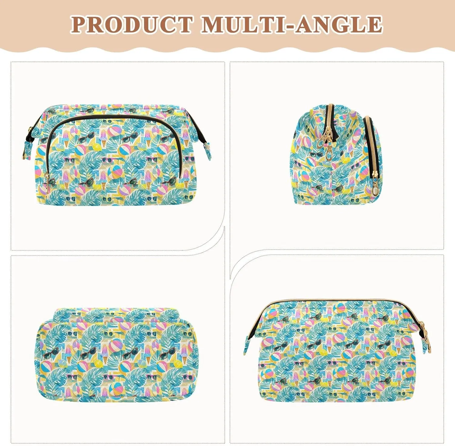 Lightweight Quilted Makeup Bag Aesthetic Toiletry Organizer for Travel Storage
