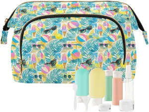 Lightweight Quilted Makeup Bag Aesthetic Toiletry Organizer for Travel Storage