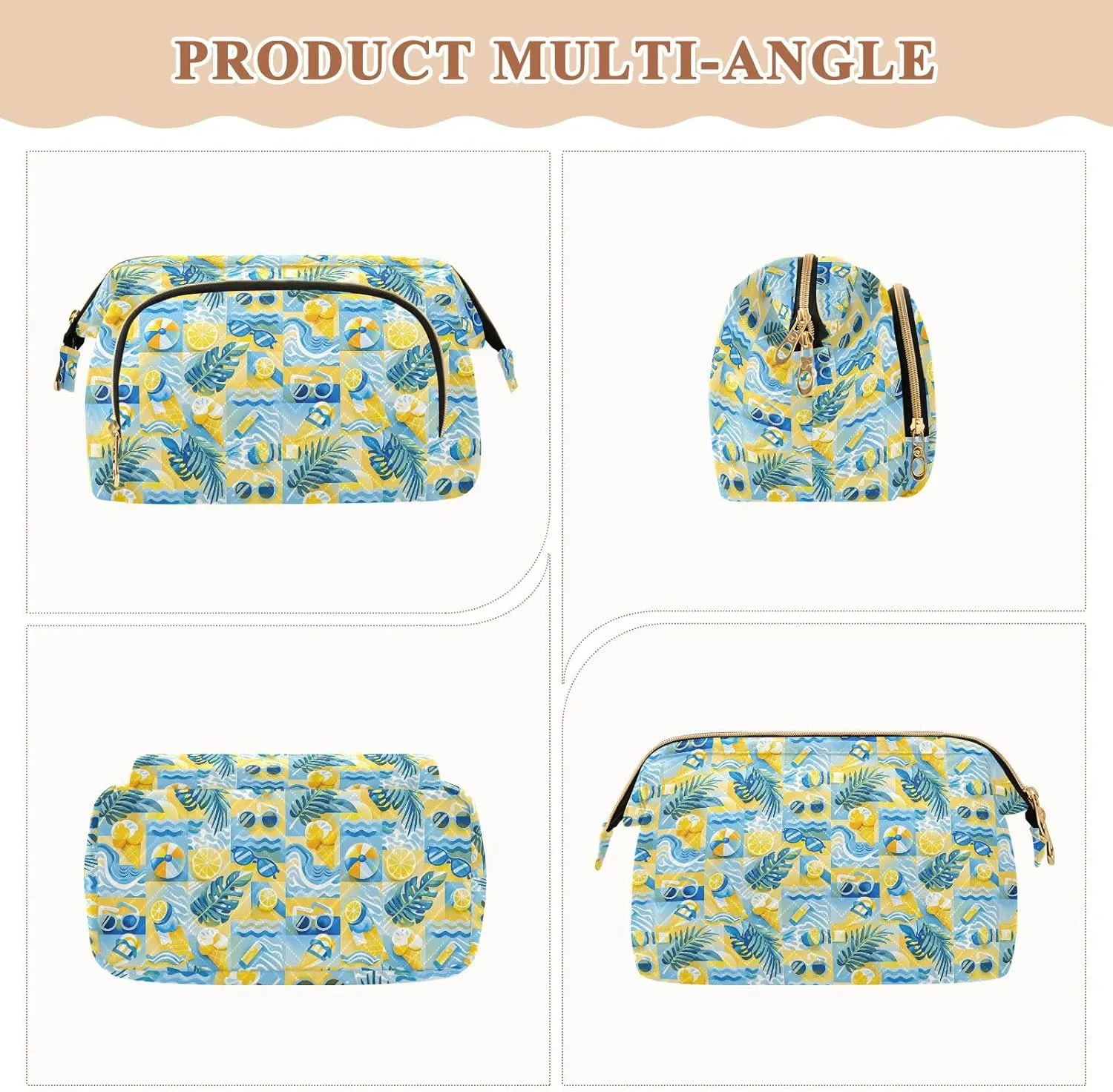 Lightweight Quilted Makeup Bag Aesthetic Toiletry Organizer for Travel Storage