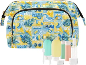 Lightweight Quilted Makeup Bag Aesthetic Toiletry Organizer for Travel Storage