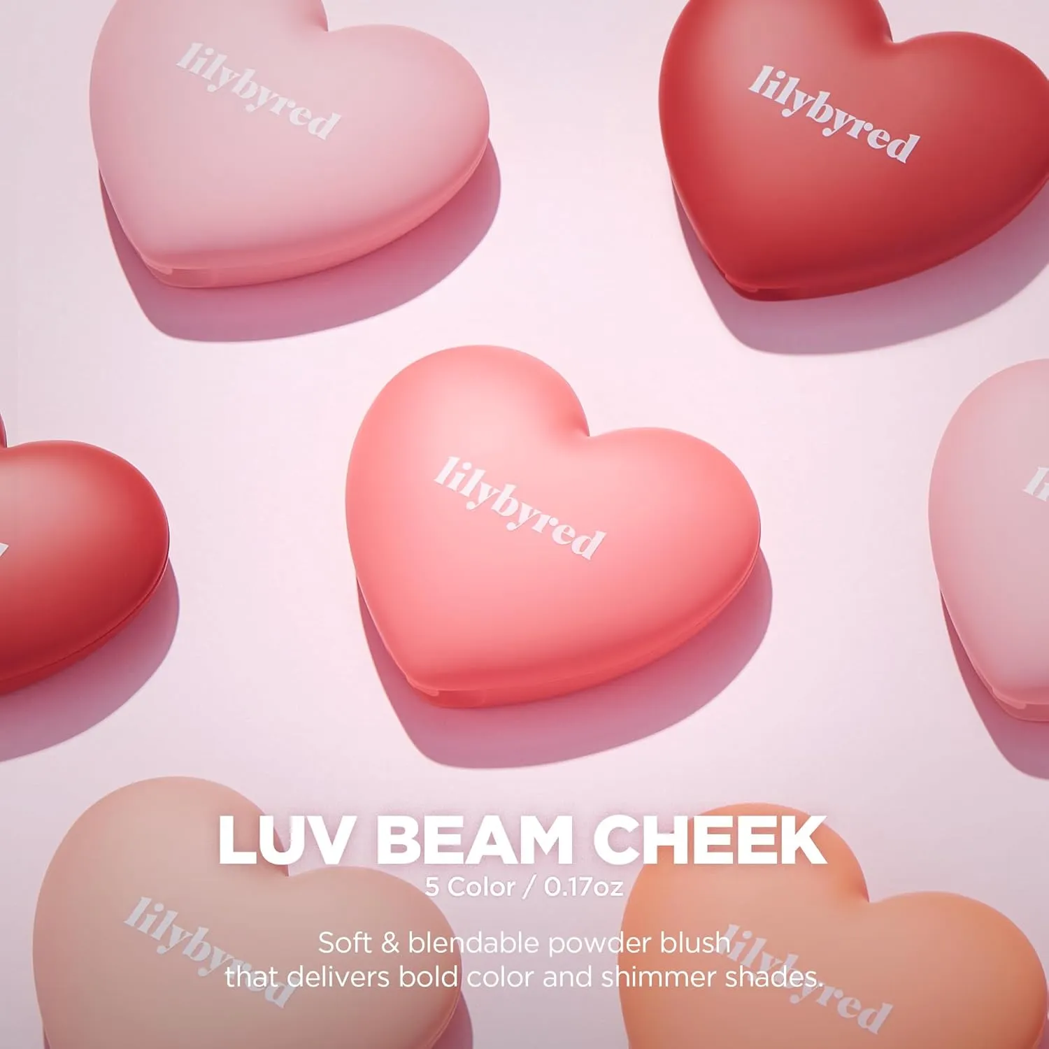 lilybyred Luv Beam Cheek | Heart-Shaped Korean Powder Blush, Soft Matte Finish with Subtle Shimmer, Blendable & Buildable, Lightweight & Long-Lasting, Natural Flush, 0.16 oz. (05 French Marsala)