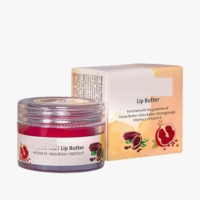 Lip Butter For Dry And Pigmented, Damaged & Chapped Lips|Hydrating & Nourishing|Enriched With Cocoa Butter, Shea Butter & Essential Oils For Pink, Glossy & Soft|10 Gm
