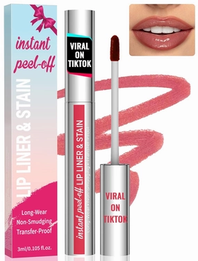 Lip Stain - Lip Liner Stain, Natural Long Lasting Lip Stain Peel Off, Waterproof Stay on All Day, Transfer-Proof, Highly Pigmented, Instant Peel off Lip Stain Color, Nude Pink