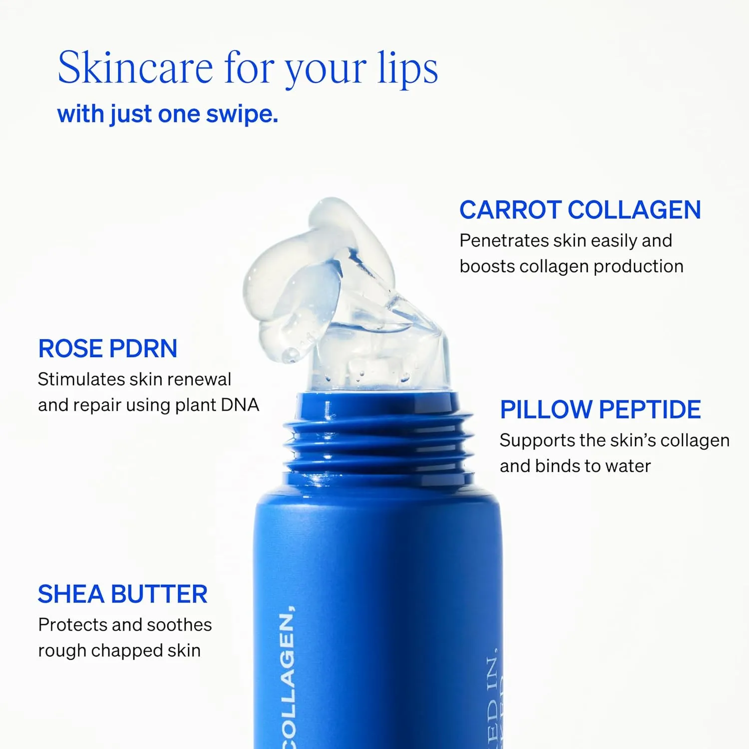 LipLock Jelly Serum for Dry Lips, Long-Lasting, Hydrating, Plumping, Glossy Mask with Rose PDRN, Carrot Collagen, Pillow Peptide, Moisturizing Tinted Lip Balm. (Crystal Clear)