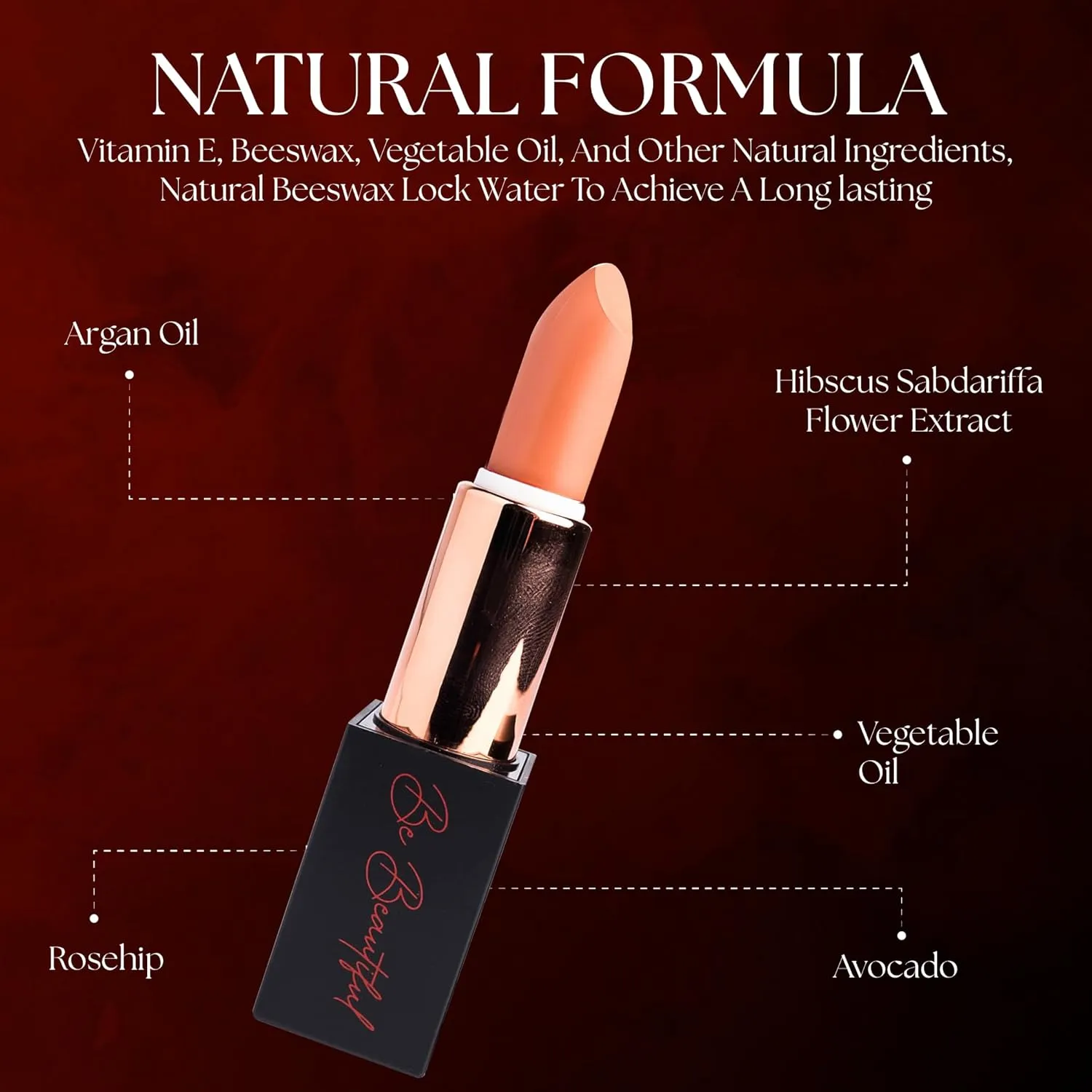 lipstick provides smooth application, long lasting wear non-sticky glides on provides maximum color organic shea butter peachy peach