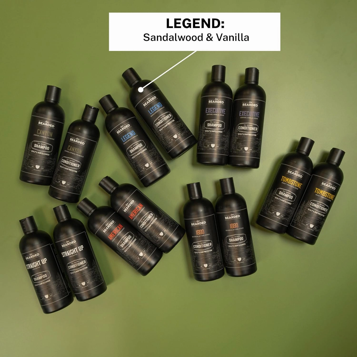 Live Bearded All-Natural Conditioner for Men - Promotes Hair Growth - Thinning and Hairloss - Deep Conditioning, Moisturizing | Legend Scent - Sandalwood, Vanilla