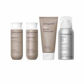 Living Proof Frizz-free Hair Essentials Kit - Travel Size No Frizz Shampoo, Conditioner, Smooth Styling Cream and Advanced Clean Dry Shampoo ($70 value)