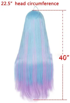 Long Wave Wig Cos Blue Wigs Hair Pink Gradient Synthetic Curly Hair Wig Party Role Playing Natural Daily wear wig