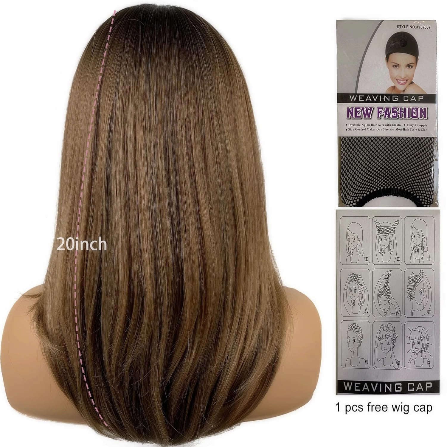 Long Brown Wigs for Women,Brown Wigs with Bangs Layered Shoulder Length Synthetic Wig for Daily Party (20 inch)