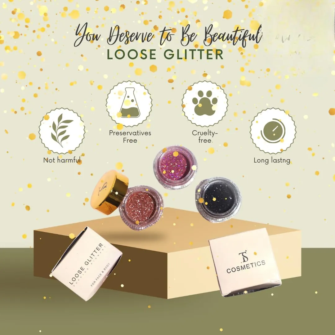 Loose Glitter Eyeshadow powder shiny Glitter | Loose Glitter Eyeshadow For Eye Makeup | Highly Pigmented Eyeshadow With Radiant Shimmer (Silver)