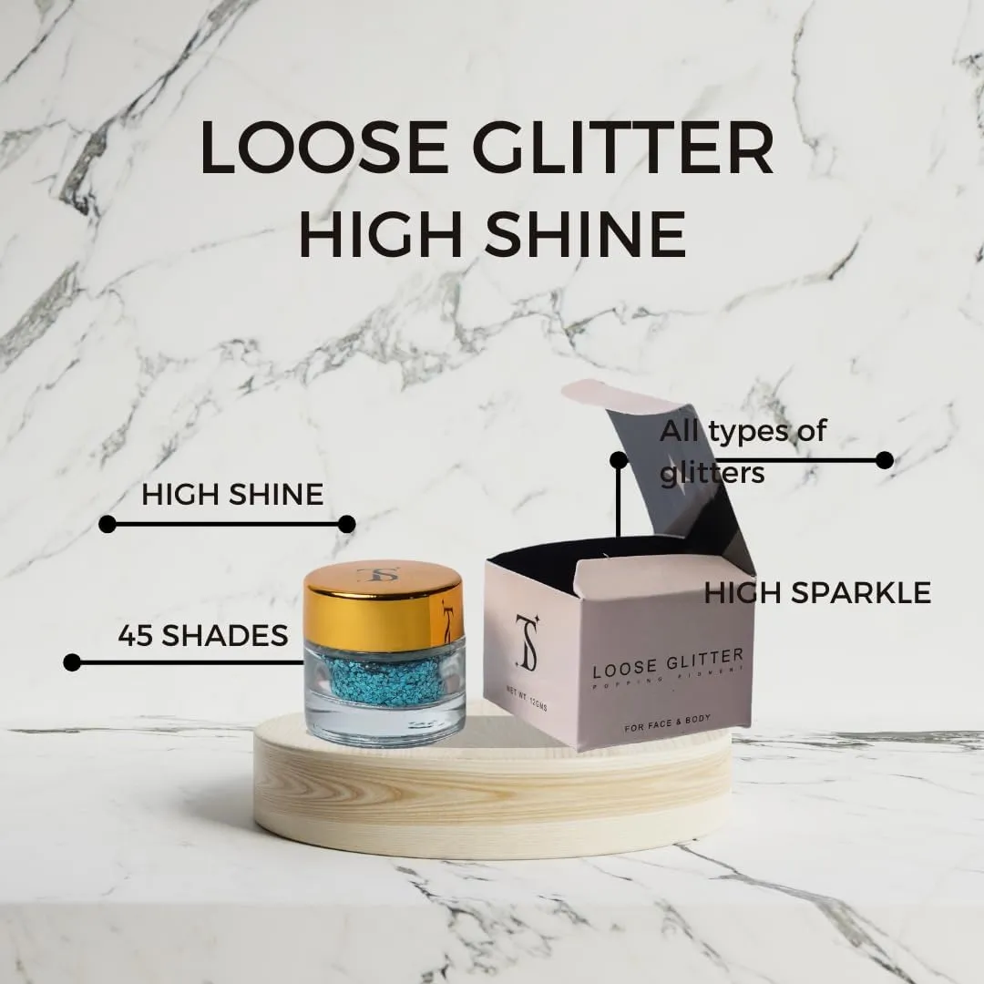 Loose Glitter Eyeshadow powder shiny Glitter | Loose Glitter Eyeshadow For Eye Makeup | Highly Pigmented Eyeshadow With Radiant Shimmer (Silver)