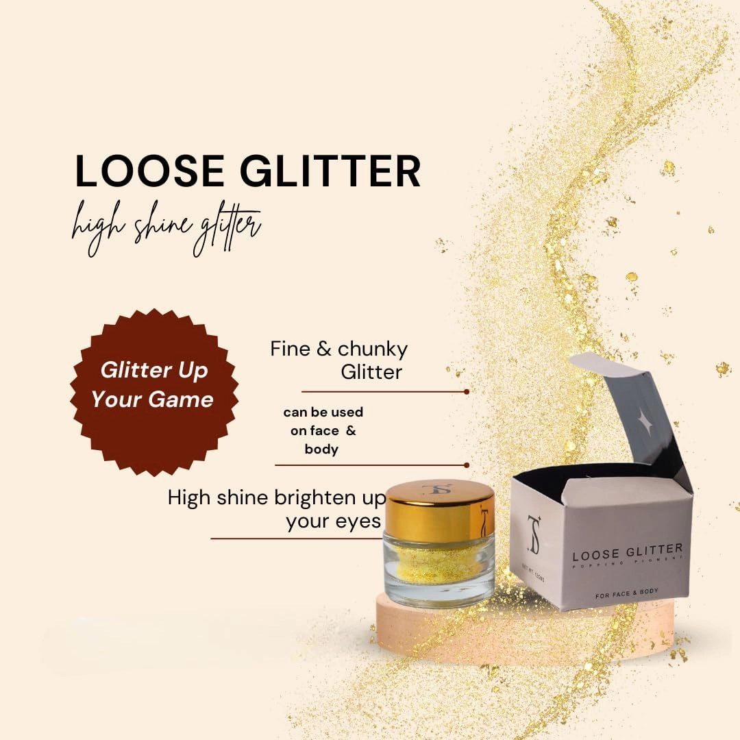 Loose Glitter Eyeshadow powder shiny Glitter | Loose Glitter Eyeshadow For Eye Makeup | Highly Pigmented Eyeshadow With Radiant Shimmer (Flame)