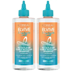 L'Oreal Paris Elvive Dream Lengths Curls No Build-Up Micellar Shampoo, Sulfate,Silicone and Paraben-Free, with Hyaluronic Acid and Castor Oil. Best for Curly to Coily type 3b  curls 2 Pack, 33.8 fl oz