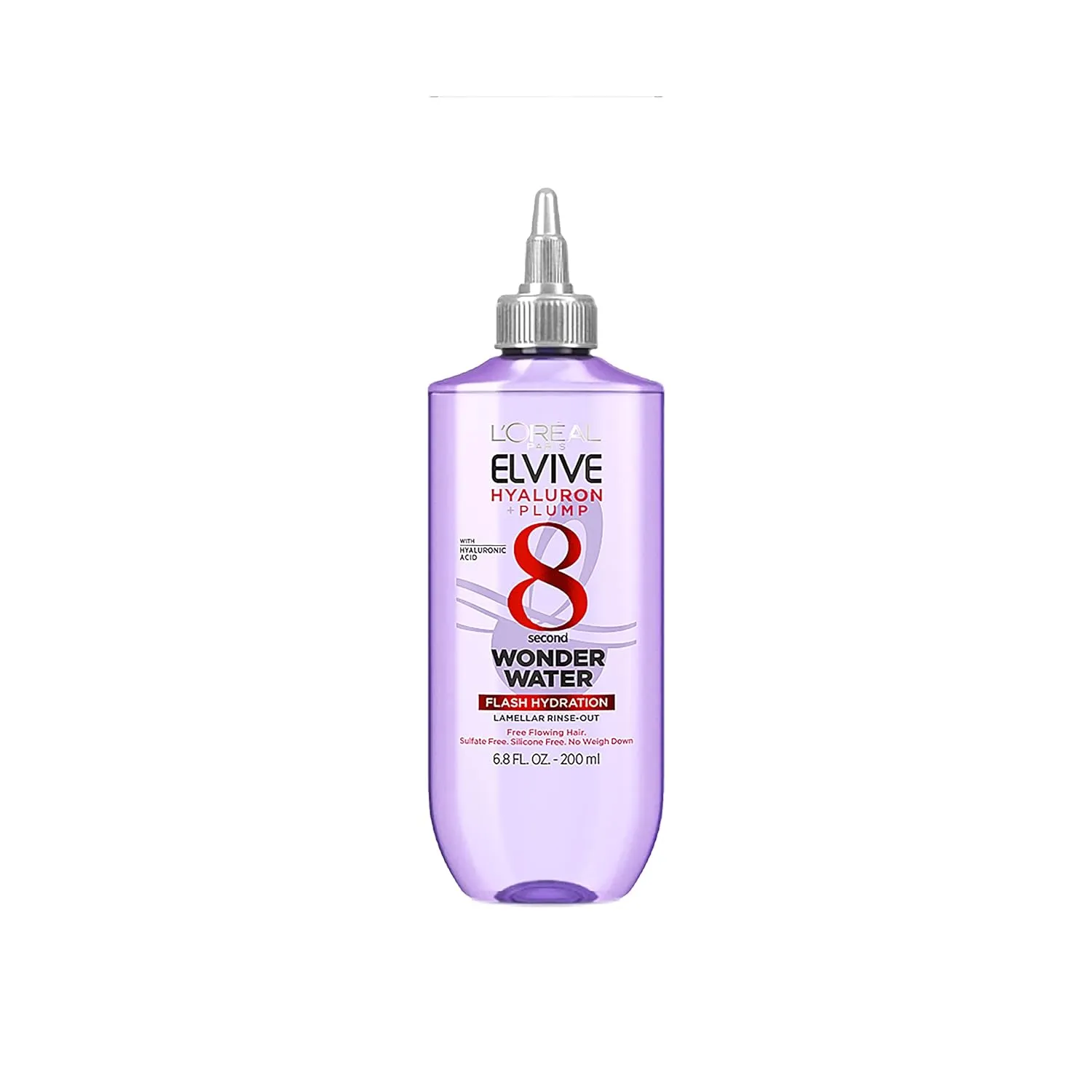 L'Oreal Paris Elvive Hyaluron Plump Flash Hydration Wonder Water Hair Rinse, 8 Second Hydrating Hair Care Treatment for Soft, Shiny Hair, 6.8 Fl Oz