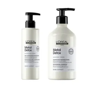 L’Oreal Professionnel Metal Detox Pre-shampoo Treatment & Shampoo Set - Removes Metal Build Up and Protect Color With Shine, Paraben & Sulfate Free, For Dry or Damaged & Color Treated Hair