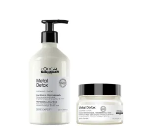 L’Oreal Professionnel Metal Detox Shampoo & Mask Set - Removes Metal Build Up, Protect Color With Shine and Prevents Damage, Paraben & Sulfate Free For Damaged Hair