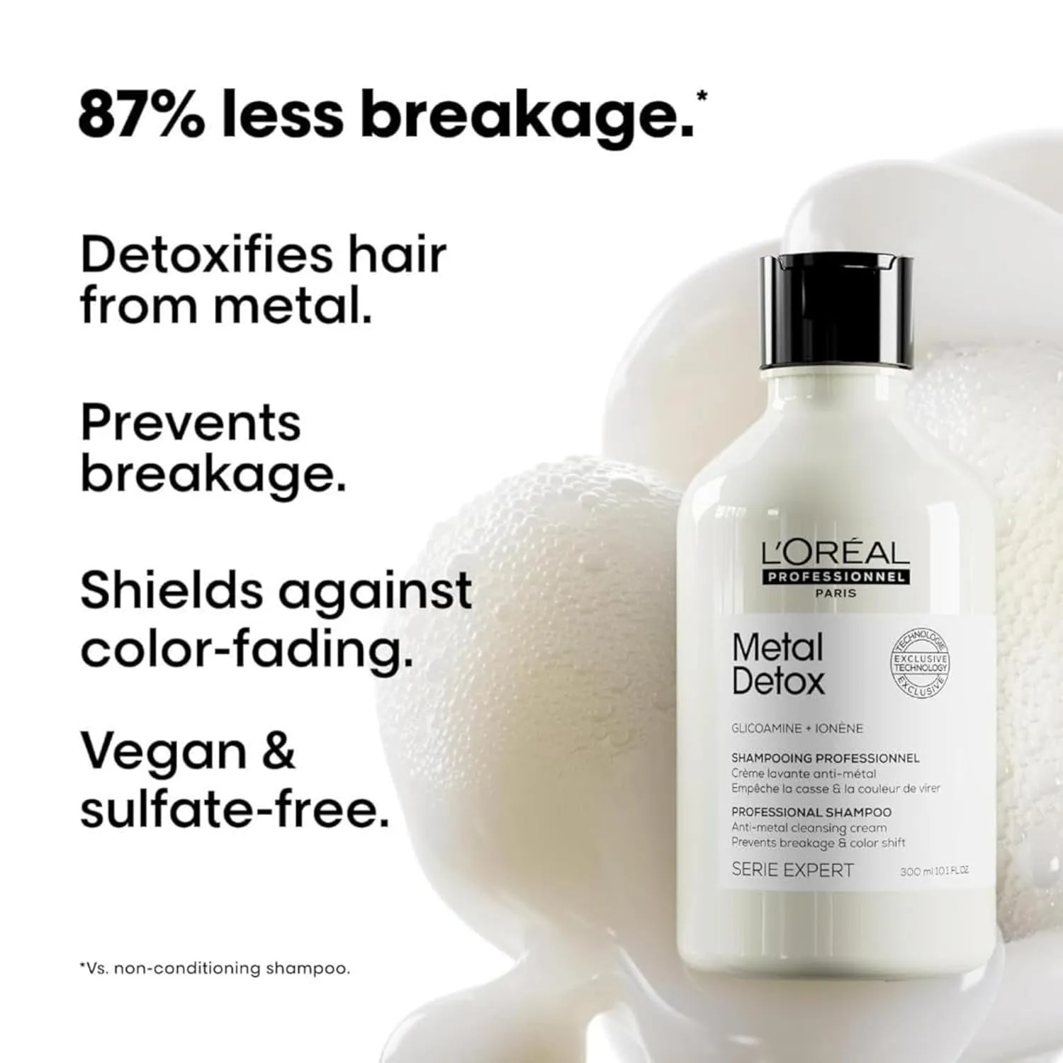 L’Oreal Professionnel Metal Detox Shampoo - Hard Water Chelating Shampoo For Damaged Hair, Removes Metal Build Up and Protects Color & Shine, Paraben & Sulfate Free