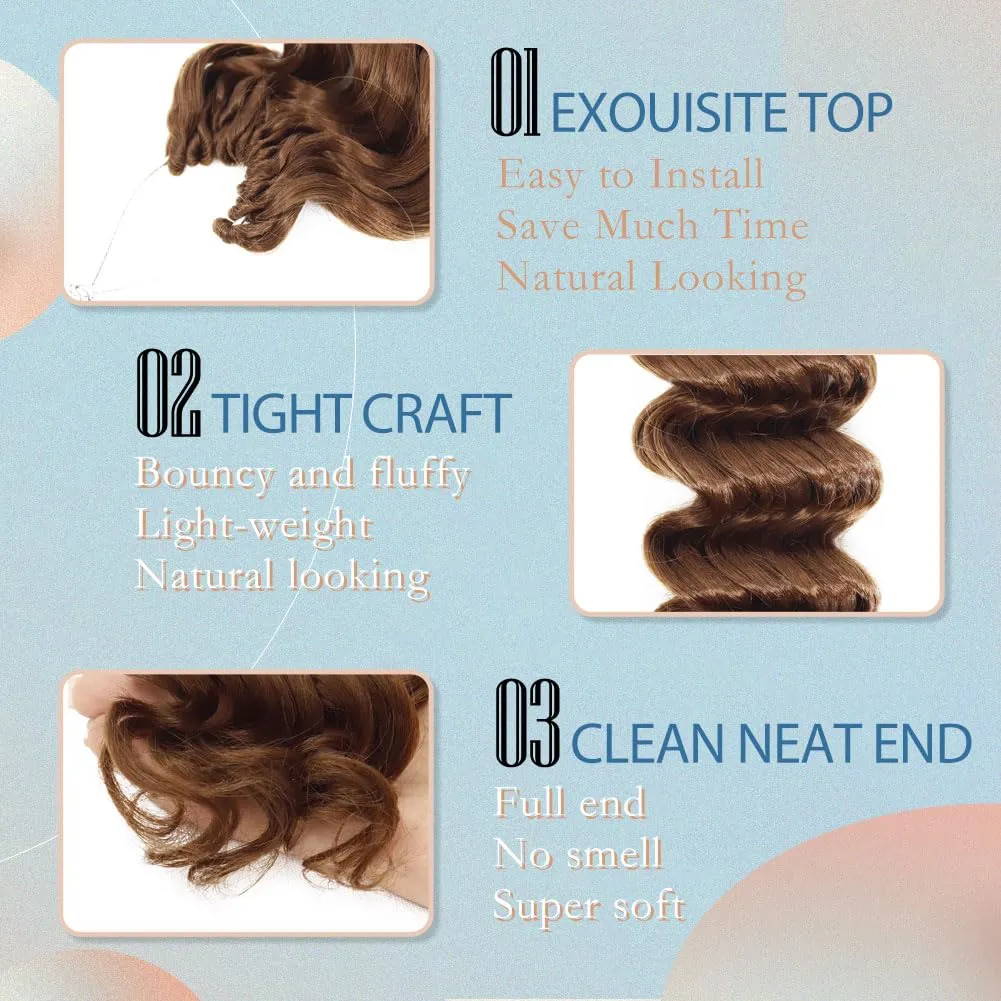 LOSMOEER Ocean Wave Crochet Hair 8 Inch, 8 Packs Deep Wave Crochet Hair for Women, Short Curly Crochet Braids Pre Looped Beach Curl Hair Extensions (30#)