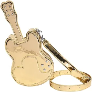 Love Riveted Glossy Violin/Guitar/Piano Handbag Crossbody Bag, Quilted PU Leather Zipper Closed Purse Shoulder Bag For Women