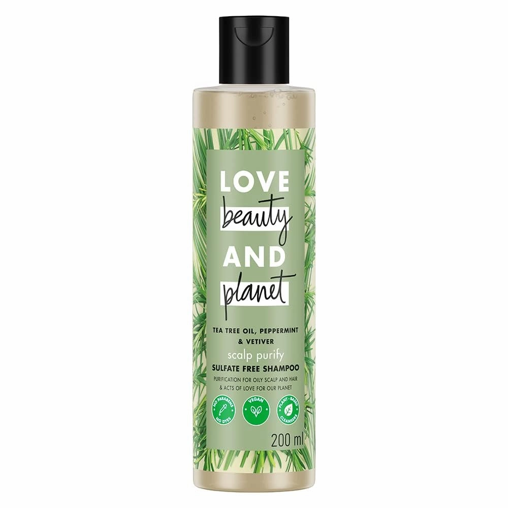 Love.Beauty & Planet Tea Tree|| Peppermint & Vetiver Sulfate Free Purifying Shampoo|| No Parabens|| No Dyes|| 200ml