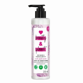 Lovee Beautty & Planett Rice Water & Angelica Seed Oil Silicone-Free Curl & Waves Leave-In|| No Parabens|| No Dyes|| Angelica Essential Oil|| Floral, 200Mll, 1 Count