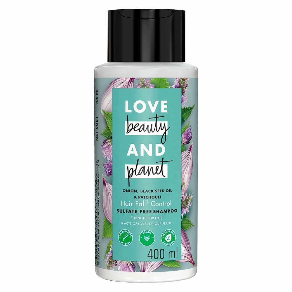 Loves Beauty & Planet Onion Oil | Blackseed Oil & Patchouli Sulfate Free Hairfall Control Shampoo 400 ml