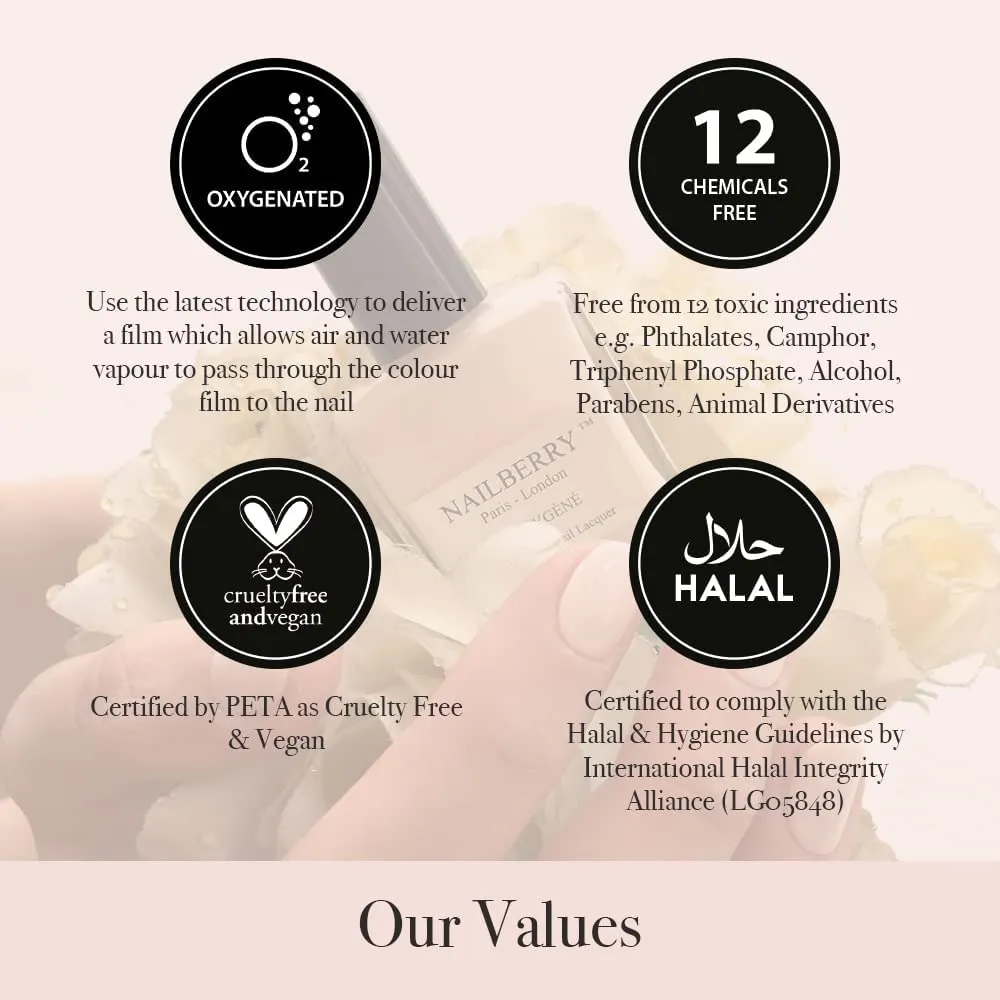 L'Oxygéné Oxygenated Nail Lacquer | Au Naturel | Light Beige & A Hint of Pink Opaque | UV Protected Long-Wear Nail Polish | 12-Free | Vegan | Certified Halal | Cruelty & Gluten Free | 15 ml