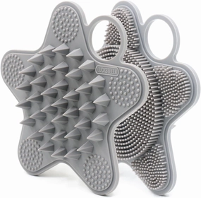 LUCKSTELLA Silver and Zinc-Infused Silicone Body Scrubber, Exfoliating Body Scrubber for Sensitive Skin, Eco Friendly Shower Scrubber for Body, Silicone Shampoo Scalp Brush Massager Hair Growth