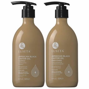 Luseta Castor Oil Shampoo and Conditioner Set Strengthen and Cleanse Thin Hair Restore Damaged Hair Sulfate Free for Men & Women 16.9oz*2