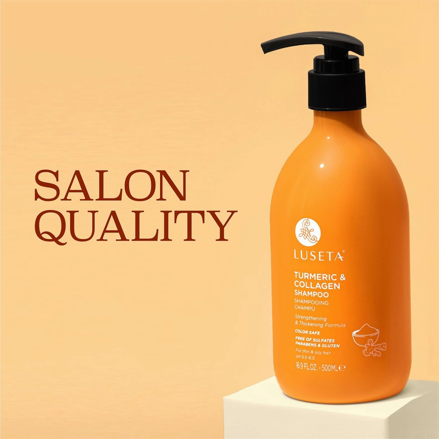 Luseta Hair Growth Shampoo with Turmeric & Collagen, Thickening Hair Volumizing Shampoo for Women and Men Thinning or Oil Hair, Color Safe Shampoo for Treated Hair Sulfate and Parabens Free 33.8Oz