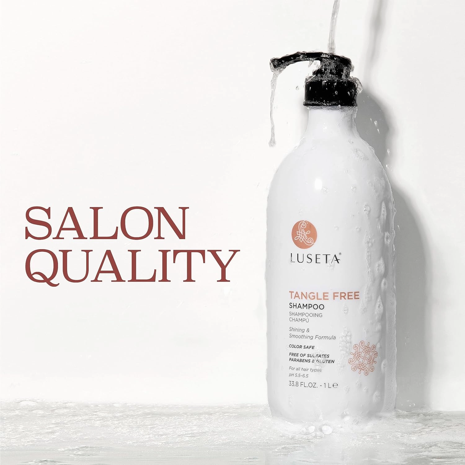 Luseta Tangle Free Routine Shampoo for Women and Men Shampoo for Detangling with Keratin and Argan Oil, Color Safe Shampoo for Curly and Wavy Hair, Paraben & Gluten Free 33.8oz