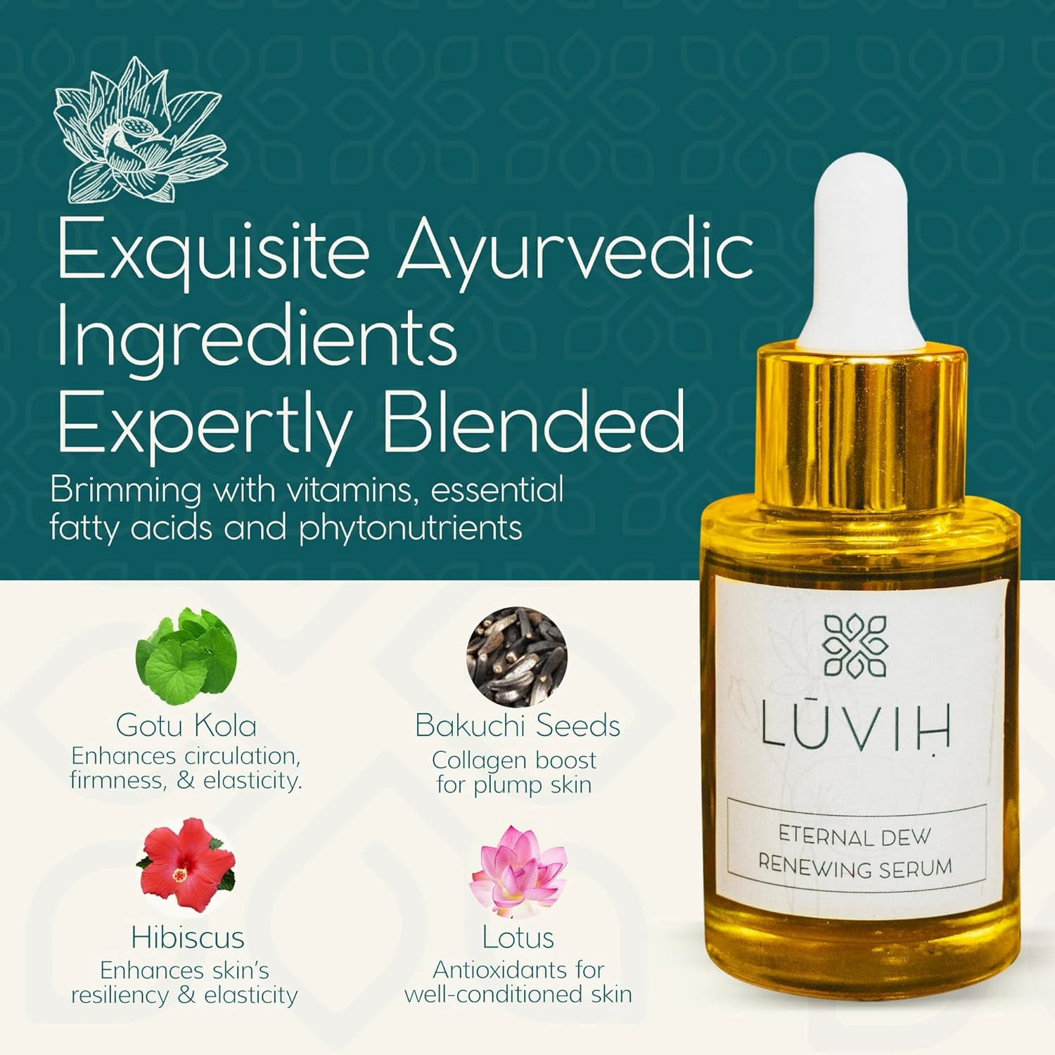 LUVIH Eternal Dew Renewing Face Serum for Women & Men - Plumping & Nourishing Serums for Skin Care - Hydrating Face Serum for Mature Skin - Wrinkles & Shields Skin’s Barrier - 30 mL